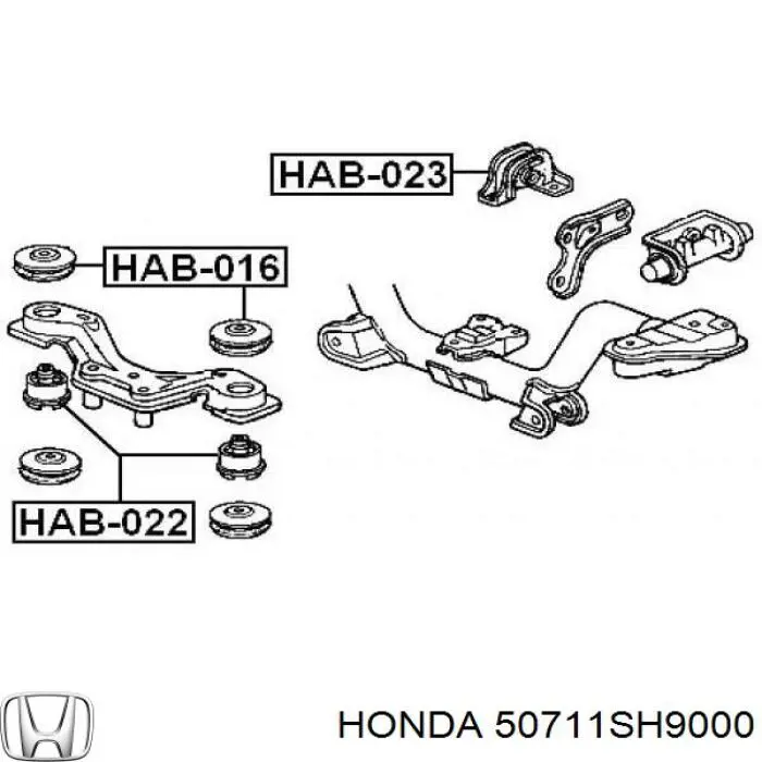 Сайлентблок траверсы крепления заднего редуктора передний Honda 50711SH9000