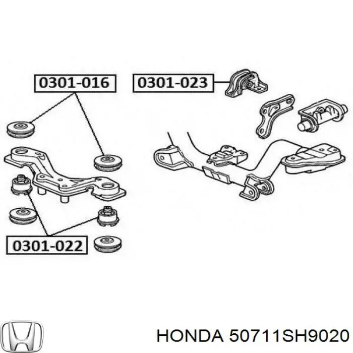 Сайлентблок траверсы крепления заднего редуктора передний Honda 50711SH9020