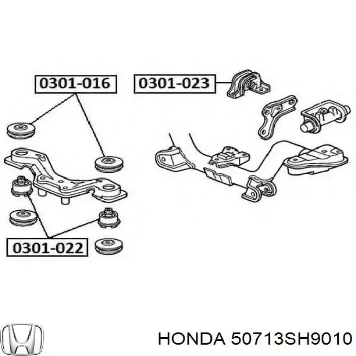 Сайлентблок траверсы крепления заднего редуктора передний верхний Honda 50713SH9010