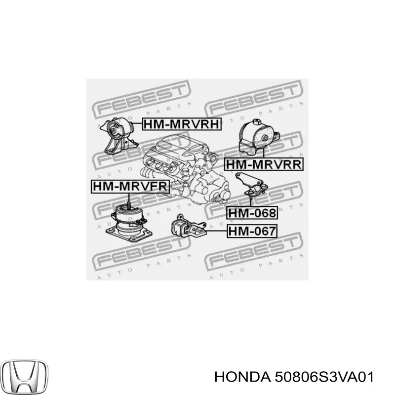 Soporte, motor izquierdo, trasero 50806S3VA01 Honda/Acura