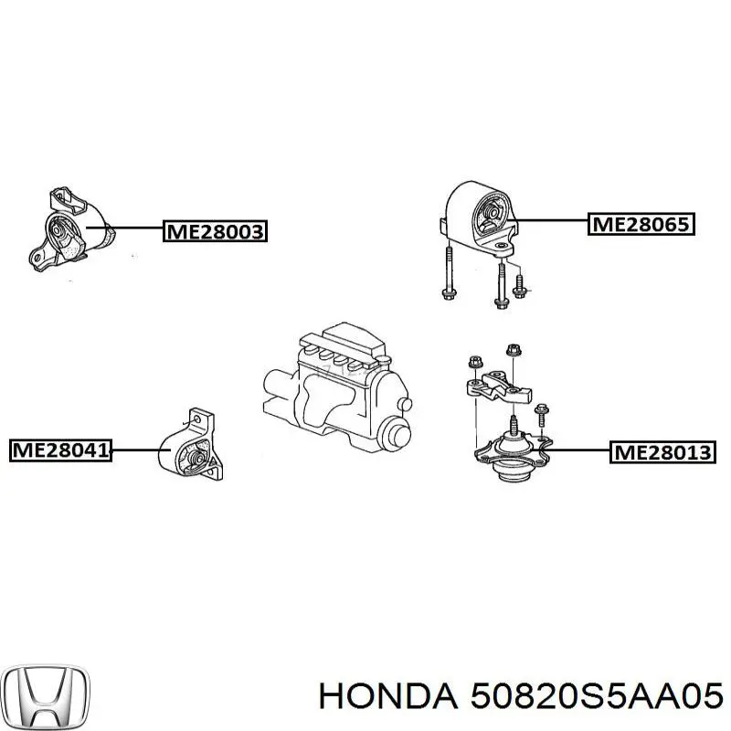 Левая подушка двигателя 50820S5AA05 Honda