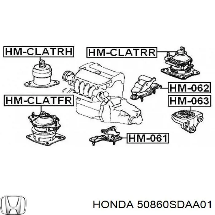 Подушка (опора) двигателя левая задняя Honda 50860SDAA01