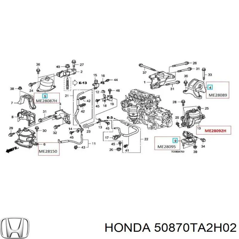 Купить 50870TA2H02 Honda Левая подушка двигателя