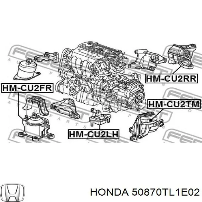 50870TL1E02 Honda coxim (suporte esquerdo superior de motor)