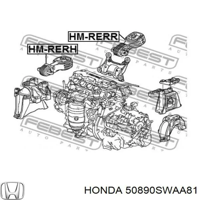 50890SWAA81 Honda Coxim (suporte) traseiro de motor