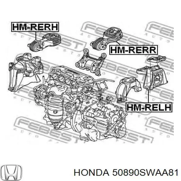 Coxim (suporte) traseiro de motor 50890SWAA81 Honda