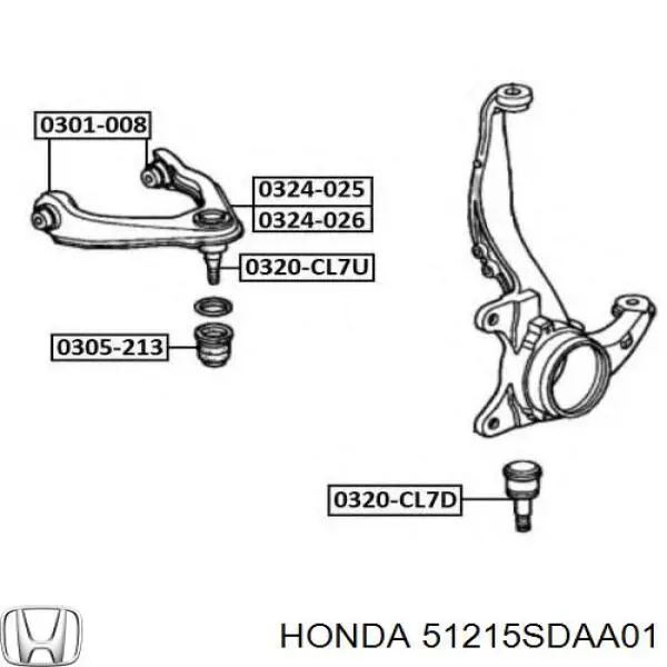 Цапфа (поворотный кулак) передний левый Honda 51215SDAA01 цена, от 73.55 USD