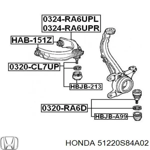 Верхняя шаровая опора 51220S84A02 Honda