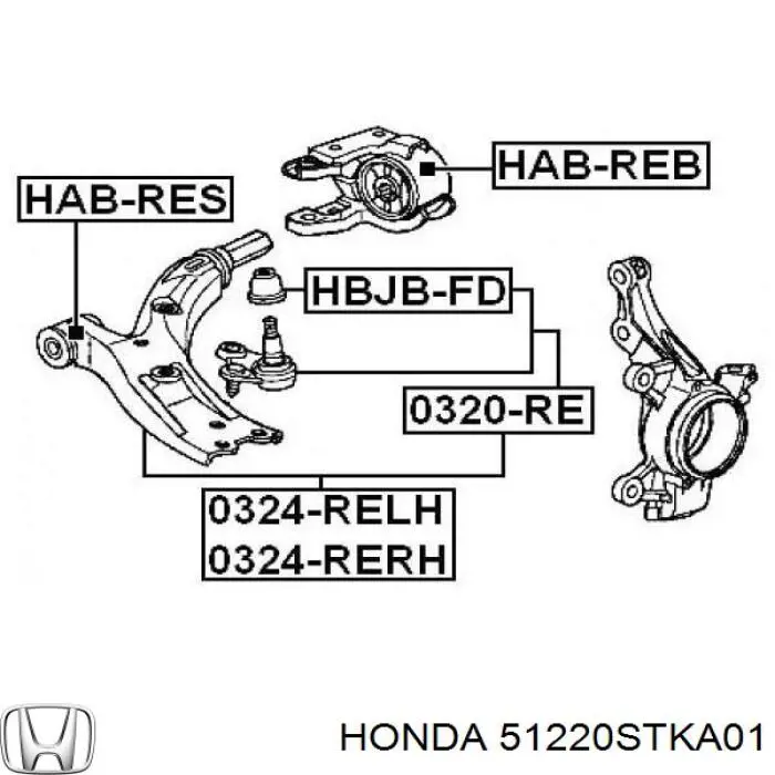 Шаровая опора, нижняя Honda 51220STKA01 цена, от 19.45 USD
