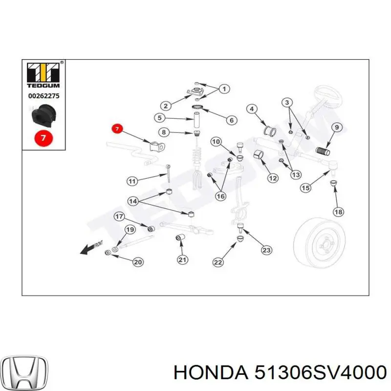 Купить 51306SV4000 Honda Втулки переднего стабилизатора