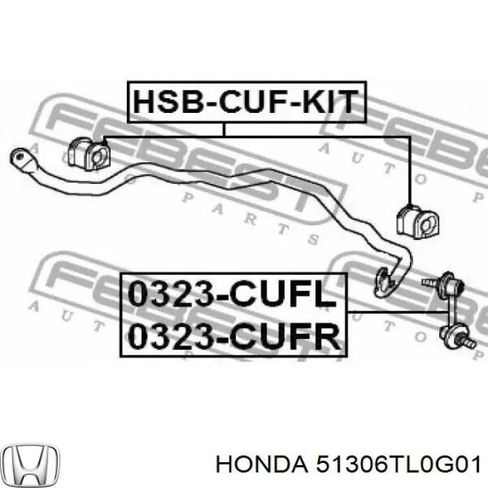 Втулка стабилизатора переднего правая Honda 51306TL0G01 цена, от 7.20 USD