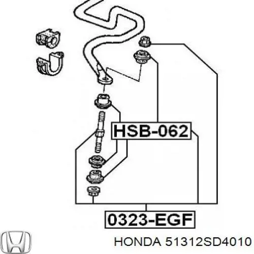 Втулка стойки переднего стабилизатора Honda 51312SD4010