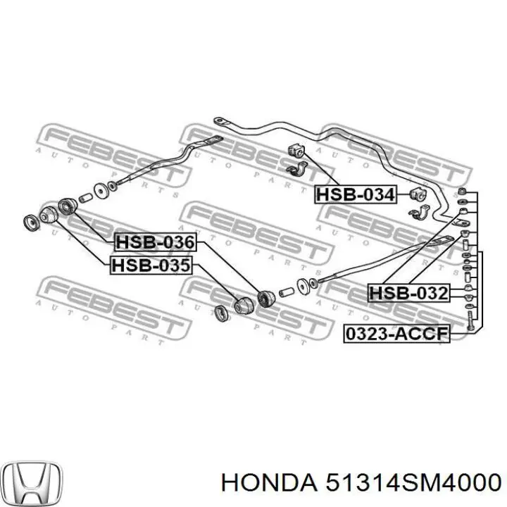 Втулка стойки переднего стабилизатора Honda 51314SM4000