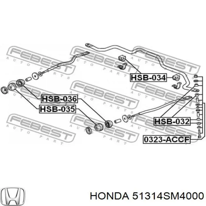 Втулка стойки переднего стабилизатора Honda 51314SM4000
