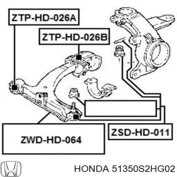 Правый рычаг передней нижней подвески Honda 51350S2HG02 цена, от 55.82 USD