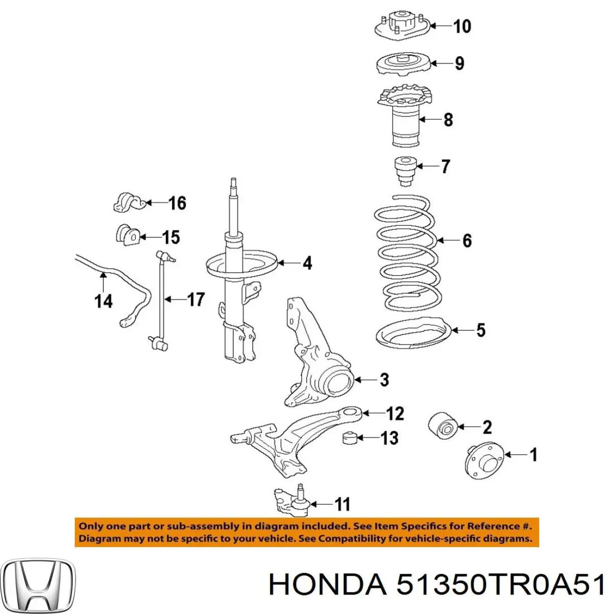 51350TR0A51 Honda bloco silencioso dianteiro do braço oscilante inferior