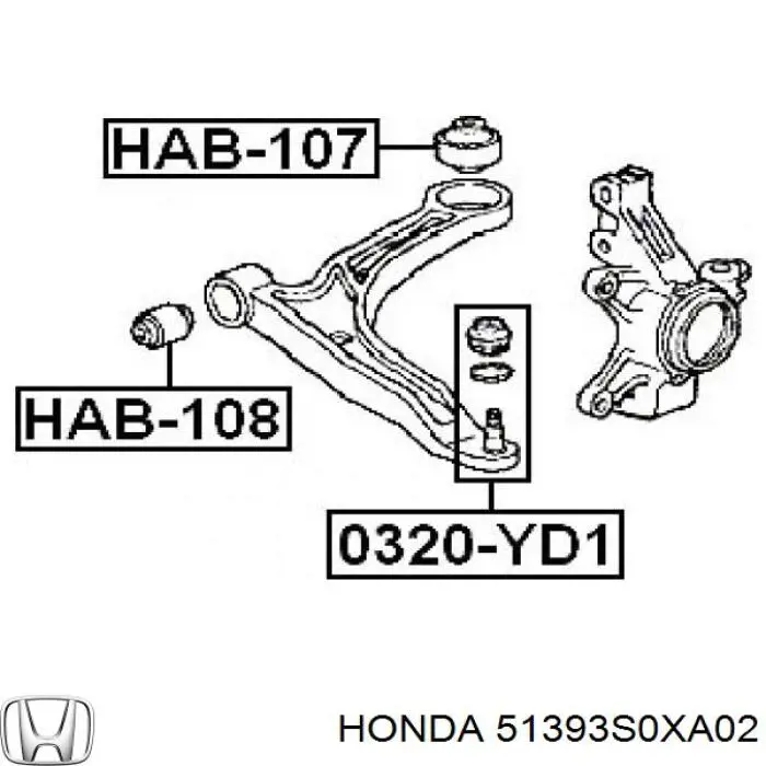 51393S0XA02 Honda Сайлентблок нижнего переднего рычага