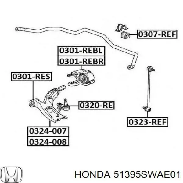 Сайлентблок переднего нижнего рычага Honda 51395SWAE01