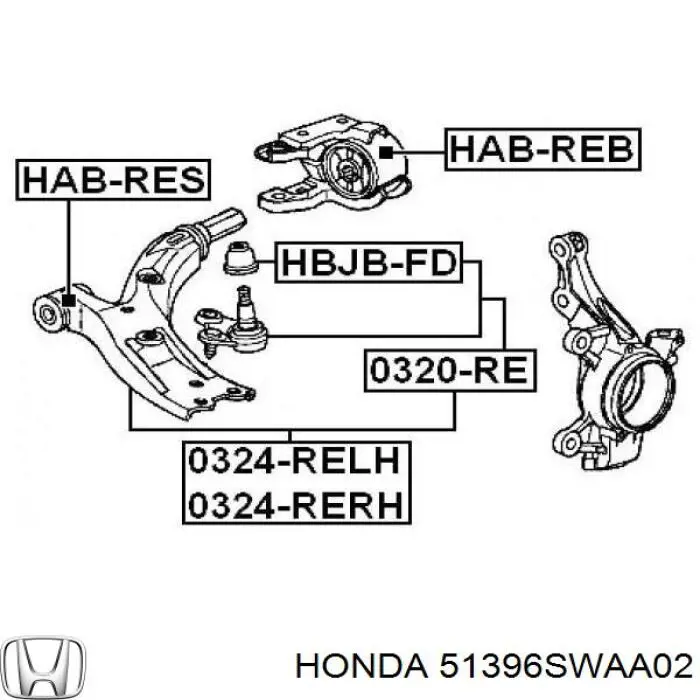 51396SWAA02 Honda Сайлентблок нижнего переднего рычага