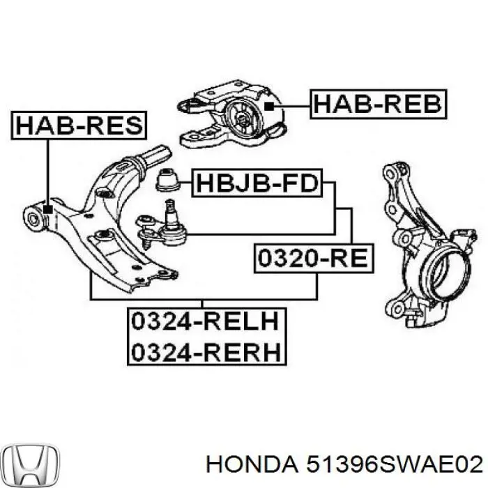Купить 51396SWAE02 Honda Сайлентблок нижний передней подвески