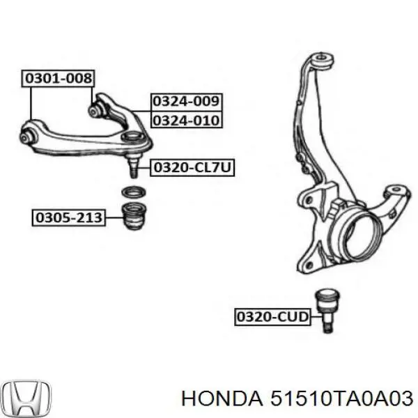 Рычаг передней подвески верхний правый Honda 51510TA0A03 цена, от 26.81 USD