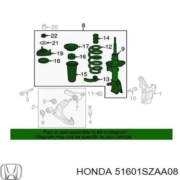 Амортизатор передний правый 51601SZAA08 Honda
