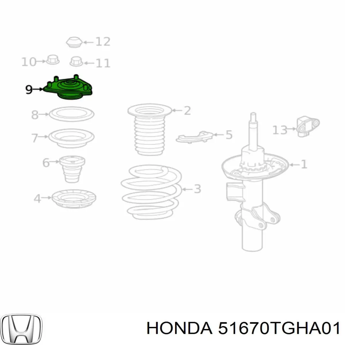 Опора стойки амортизатора переднего Honda 51670TGHA01 цена, от 152.60 USD