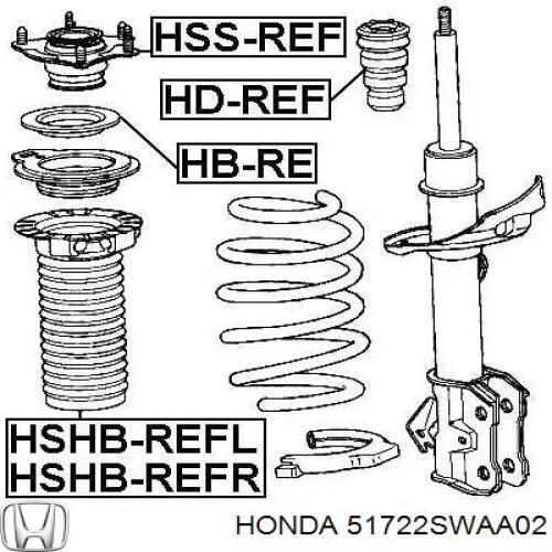 Буфер (отбойник) амортизатора переднего 51722SWAA02 Honda