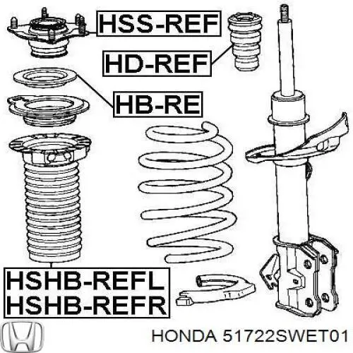 Отбойник амортизатора переднего Honda 51722SWET01