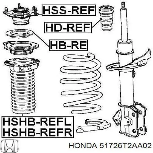 Подшипник опорный амортизатора, переднего Honda 51726T2AA02 цена, от 11.51 USD