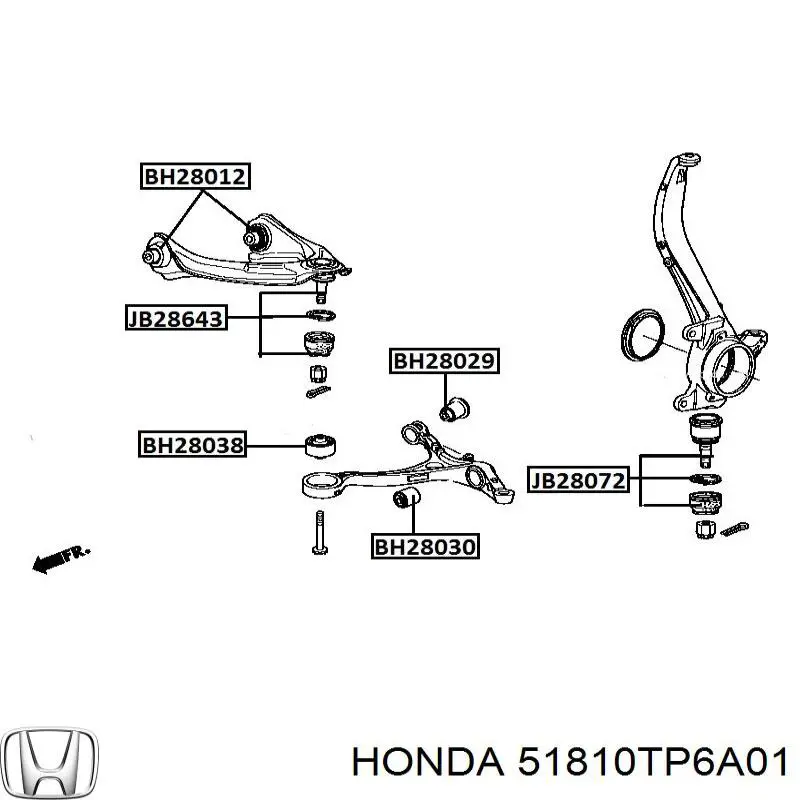 Silentblock de suspensión delantero inferior 51810TP6A01 Honda/Acura