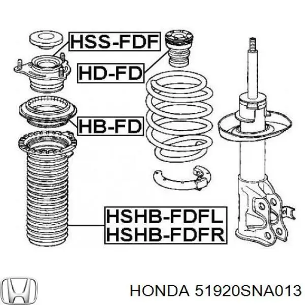 Опора стойки амортизатора переднего Honda 51920SNA013 цена, от 16.53 USD
