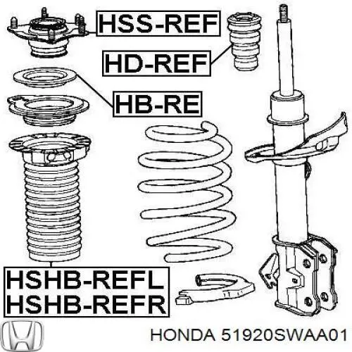Опора переднего амортизатора 51920SWAA01 Honda
