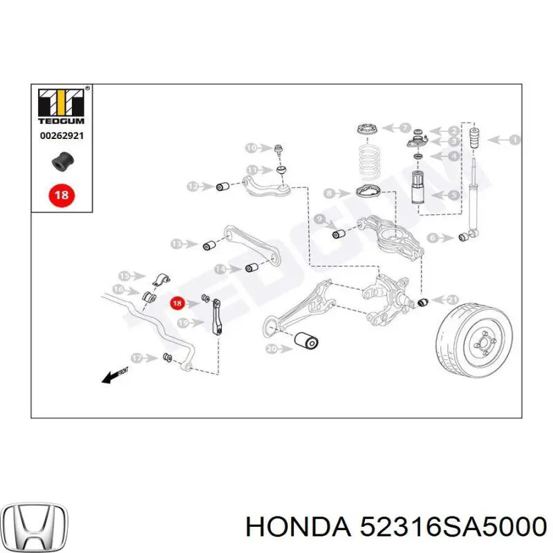 Втулка стойки заднего стабилизатора Honda 52316SA5000 цена, от 1.27 USD