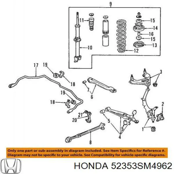 Сайлентблок заднего поперечного рычага Honda 52353SM4962