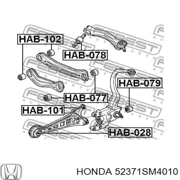 Рычаг (тяга) задней подвески продольный нижний правый Honda 52371SM4010 цена, от  