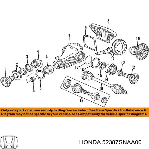 Болт крепления заднего развального рычага, наружный Honda 52387SNAA00
