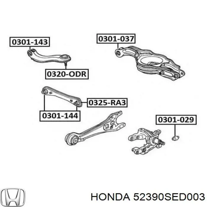 Brazo suspension trasero superior derecho 52390SED003 Honda