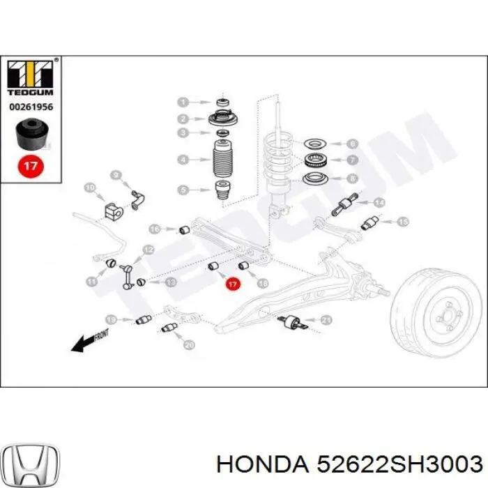 Втулка заднего амортизатора 52622SH3003 Honda
