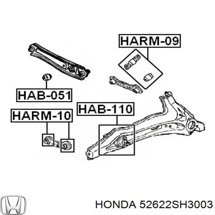 Сайлентблок амортизатора заднего Honda 52622SH3003 цена, от 4.39 USD