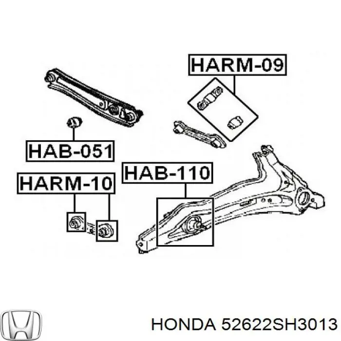 Втулка заднего амортизатора 52622SH3013 Honda