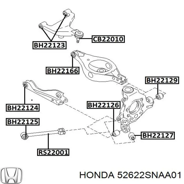 Сайлентблок амортизатора заднего Honda 52622SNAA01 цена, от 11.71 USD