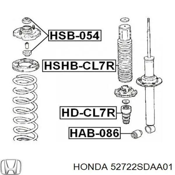 Almohadilla de tope, suspensión trasera 52722SDAA01 Honda/Acura