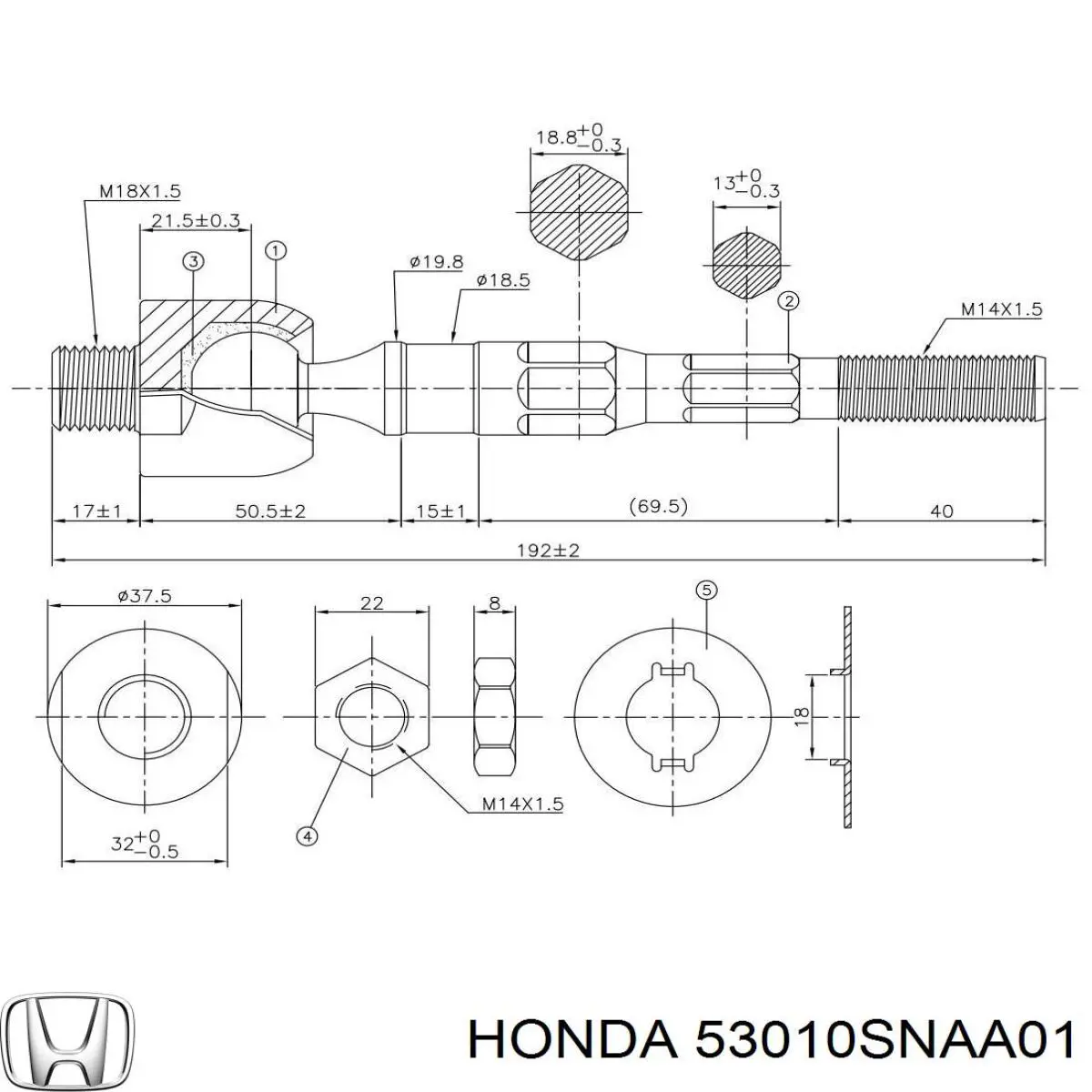 Тяга рулевая поперечная Honda 53010SNAA01