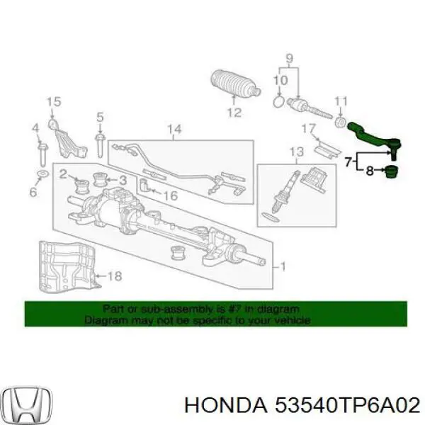 Рулевой наконечник HONDA 53540TP6A02