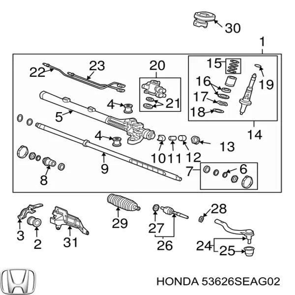 Вал (шток) рулевой рейки на Honda Accord VII 