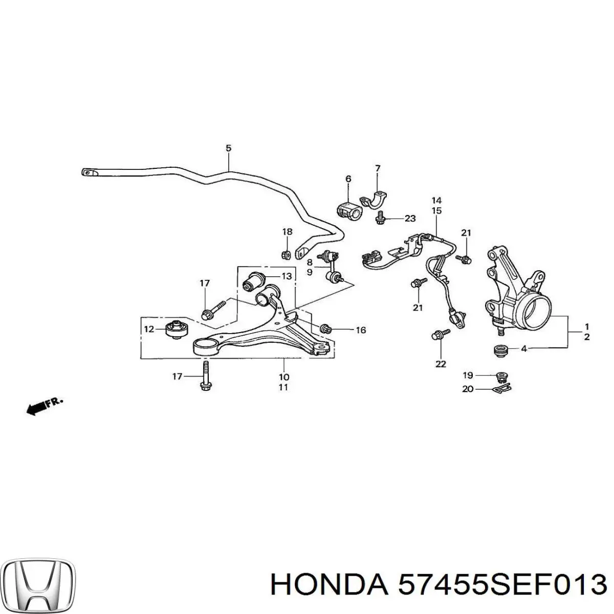 57455SEF013 Honda sensor abs dianteiro esquerdo