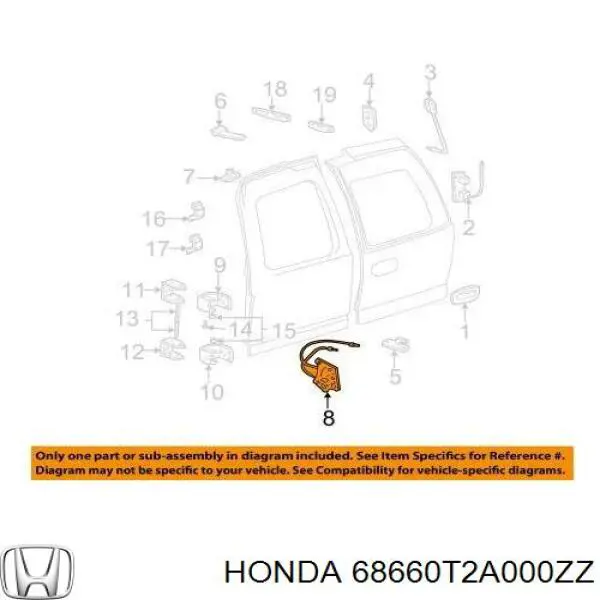 Купить 68660T2A000ZZ Honda Завеса крышки багажника