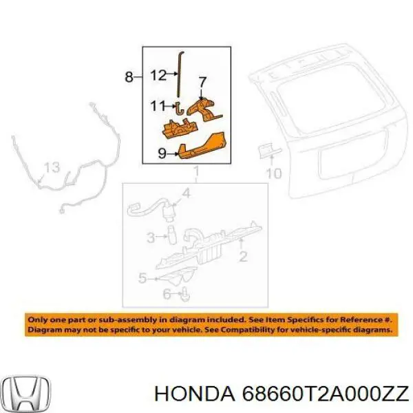 68660T2A000ZZ Honda Петля крышки багажника