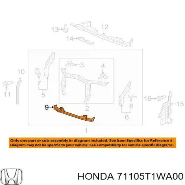 71105T1WA00 Honda кронштейн решетки радиатора
